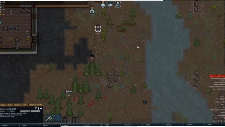 Thuộc địa đang bị tấn công trong RimWorld
