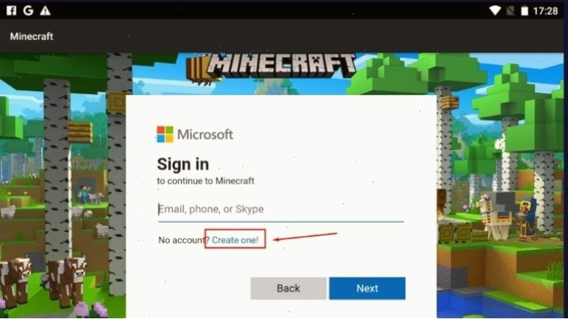 Tiến hành tạo tài khoản Microsoft mới cho Minecraft PE