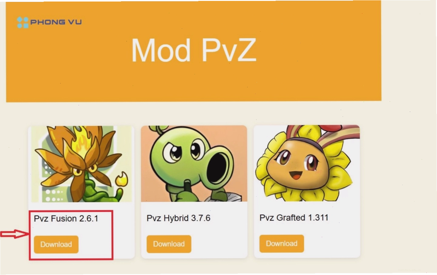 Truy cập trang tải Plants vs Zombies Fusion 2.6.1