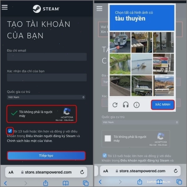 Truy cập website đăng ký tài khoản Steam và nhập địa chỉ email