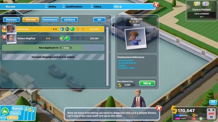 Tuyển dụng y tá mới trong Two Point Hospital