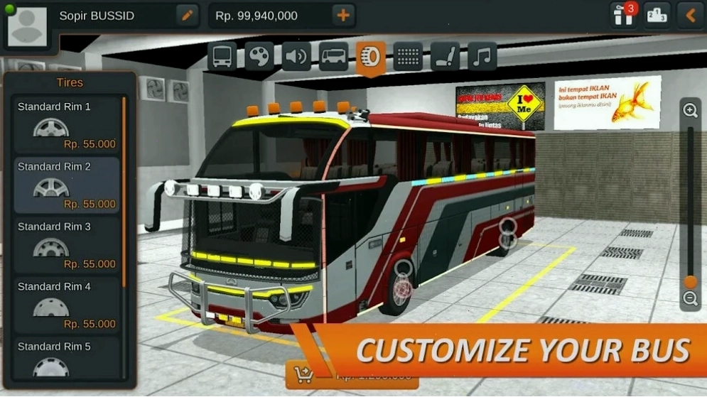 Xe buýt hai tầng sang trọng trong Mod Bus Simulator Indonesia